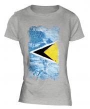 Saint Lucia Grunge Flag Ladies T-Shirt