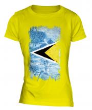 Saint Lucia Grunge Flag Ladies T-Shirt
