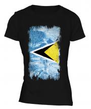 Saint Lucia Grunge Flag Ladies T-Shirt