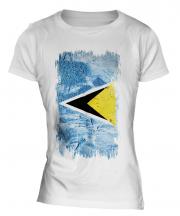 Saint Lucia Grunge Flag Ladies T-Shirt