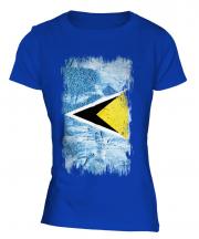 Saint Lucia Grunge Flag Ladies T-Shirt