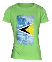 Saint Lucia Grunge Flag Ladies T-Shirt