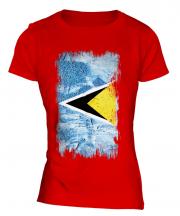 Saint Lucia Grunge Flag Ladies T-Shirt