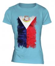 Saint Martin Grunge Flag Ladies T-Shirt