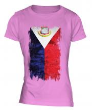 Saint Martin Grunge Flag Ladies T-Shirt