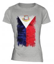 Saint Martin Grunge Flag Ladies T-Shirt