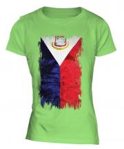 Saint Martin Grunge Flag Ladies T-Shirt