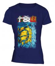 Saint Pierre And Miquelon Grunge Flag Ladies T-Shirt