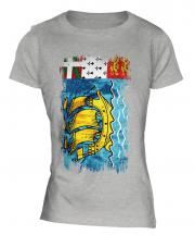 Saint Pierre And Miquelon Grunge Flag Ladies T-Shirt