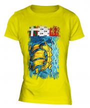Saint Pierre And Miquelon Grunge Flag Ladies T-Shirt