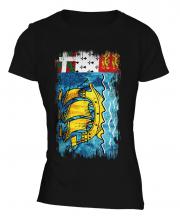 Saint Pierre And Miquelon Grunge Flag Ladies T-Shirt