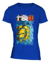 Saint Pierre And Miquelon Grunge Flag Ladies T-Shirt