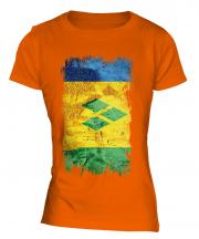 Saint Vincents And The Grenadines Grunge Flag Ladies T-Shirt