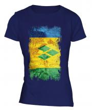 Saint Vincents And The Grenadines Grunge Flag Ladies T-Shirt