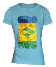 Saint Vincents And The Grenadines Grunge Flag Ladies T-Shirt