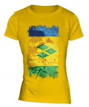 Saint Vincents And The Grenadines Grunge Flag Ladies T-Shirt