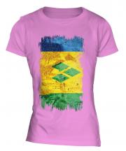 Saint Vincents And The Grenadines Grunge Flag Ladies T-Shirt