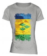 Saint Vincents And The Grenadines Grunge Flag Ladies T-Shirt
