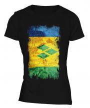 Saint Vincents And The Grenadines Grunge Flag Ladies T-Shirt