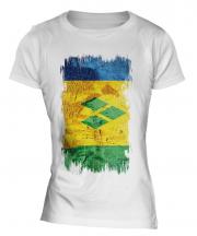 Saint Vincents And The Grenadines Grunge Flag Ladies T-Shirt