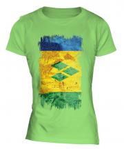 Saint Vincents And The Grenadines Grunge Flag Ladies T-Shirt