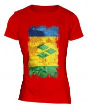 Saint Vincents And The Grenadines Grunge Flag Ladies T-Shirt