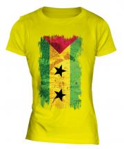 Sao Tome E Principe Grunge Flag Ladies T-Shirt