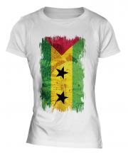 Sao Tome E Principe Grunge Flag Ladies T-Shirt