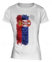 Serbia Grunge Flag Ladies T-Shirt