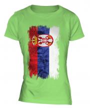 Serbia Grunge Flag Ladies T-Shirt