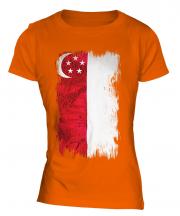 Singapore Grunge Flag Ladies T-Shirt