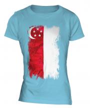 Singapore Grunge Flag Ladies T-Shirt