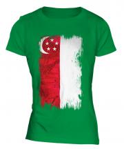 Singapore Grunge Flag Ladies T-Shirt