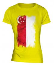 Singapore Grunge Flag Ladies T-Shirt