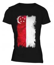 Singapore Grunge Flag Ladies T-Shirt