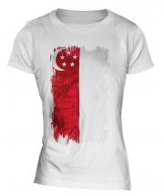 Singapore Grunge Flag Ladies T-Shirt