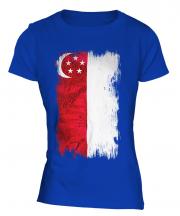 Singapore Grunge Flag Ladies T-Shirt