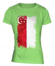 Singapore Grunge Flag Ladies T-Shirt