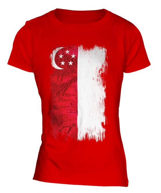 Singapore Grunge Flag Ladies T-Shirt