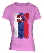 Slovakia Grunge Flag Ladies T-Shirt