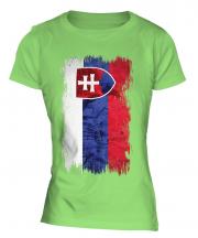 Slovakia Grunge Flag Ladies T-Shirt