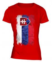 Slovakia Grunge Flag Ladies T-Shirt