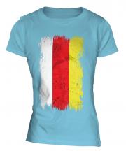 South Ossetia Grunge Flag Ladies T-Shirt