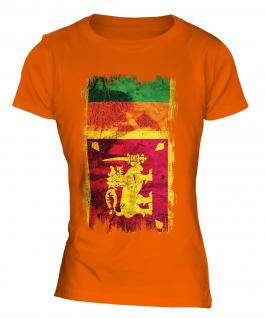 Sri Lanka Grunge Flag Ladies T-Shirt