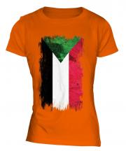 Sudan Grunge Flag Ladies T-Shirt