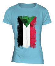 Sudan Grunge Flag Ladies T-Shirt