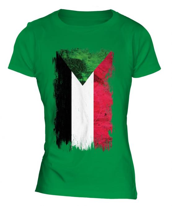 Sudan Grunge Flag Ladies T-Shirt