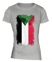 Sudan Grunge Flag Ladies T-Shirt