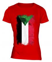 Sudan Grunge Flag Ladies T-Shirt