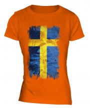 Sweden Grunge Flag Ladies T-Shirt